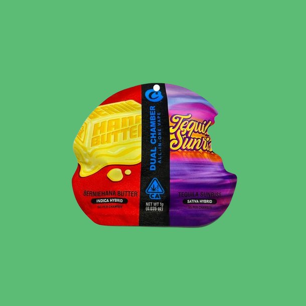 Dual Chamber THC Vape Pen 0.5+0.5ml BERNIEHANA BUTTER & TEQUILA SUNRISE Dual Chamber THC Vape Pen 0.5+0.5ml BERNIEHANA BUTTER & TEQUILA SUNRISE